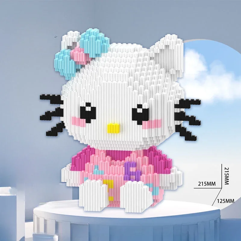 Hello Kitty Bouwsteen Geassembleerd Speelgoed Decoratief Ornament Sanrio Anime Figuur Kuromi Model Mijn Melodie Puzzelgeschenk Voor Kinderen