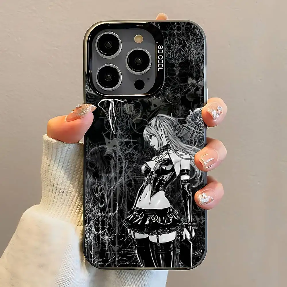 حافظة هاتف Misa D-Death N-Note لهاتف iPhone 16,15,14,13,12,11,Pro,Max,Plus,Mini,SE مضادة للسقوط باللون الأسود غير اللامع