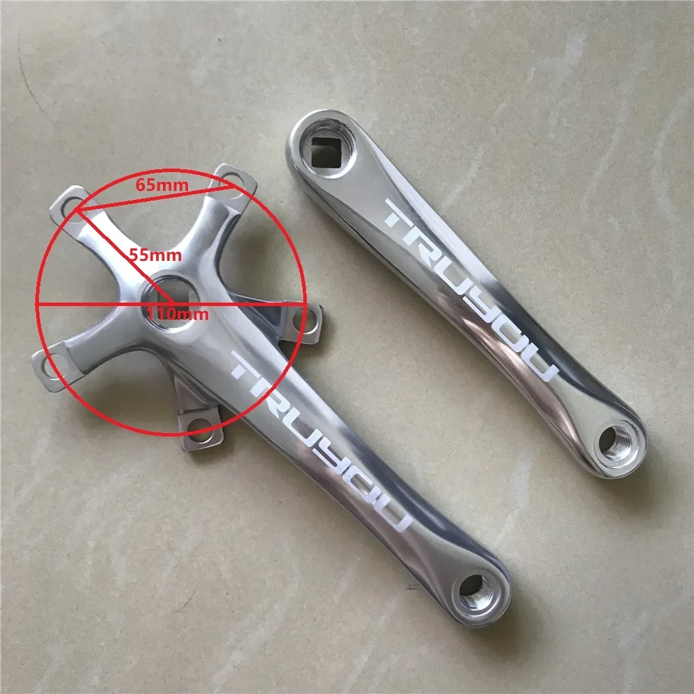 

Bike Crank 110 BCD Square Hole Arm Aluminum Alloy Crankset Length 170mm 165mm BMX Folding Bicycle Parts Silvery Color