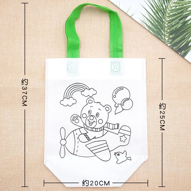 Educational DIY Coloring Bag for Kids Reusable Non-Woven Drawstring Pouch Bag Creative Design Large Capacity Baby Stuff Bag