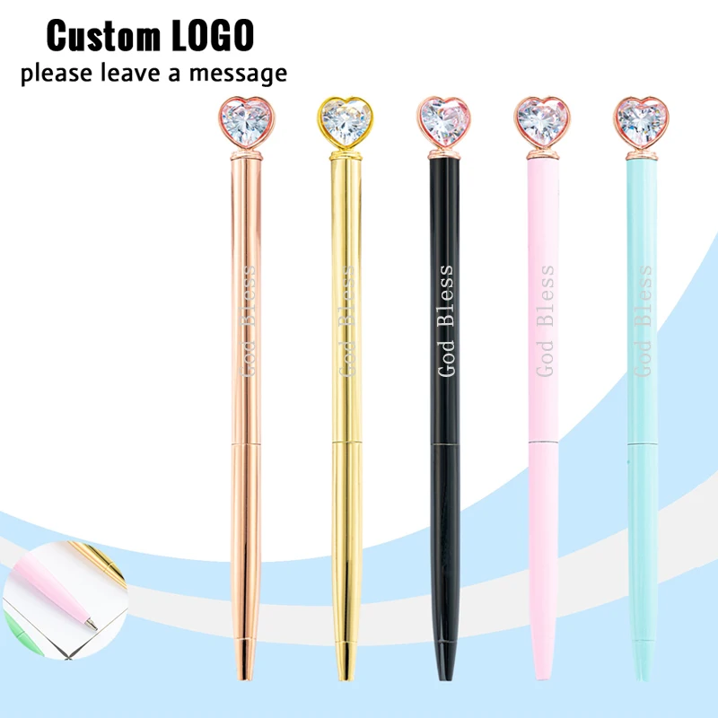 

Personalized Customized Logo Love Diamond Metal Ball Point Pen Advertising Office Gift Modeling Pens School Stationery Wholesale