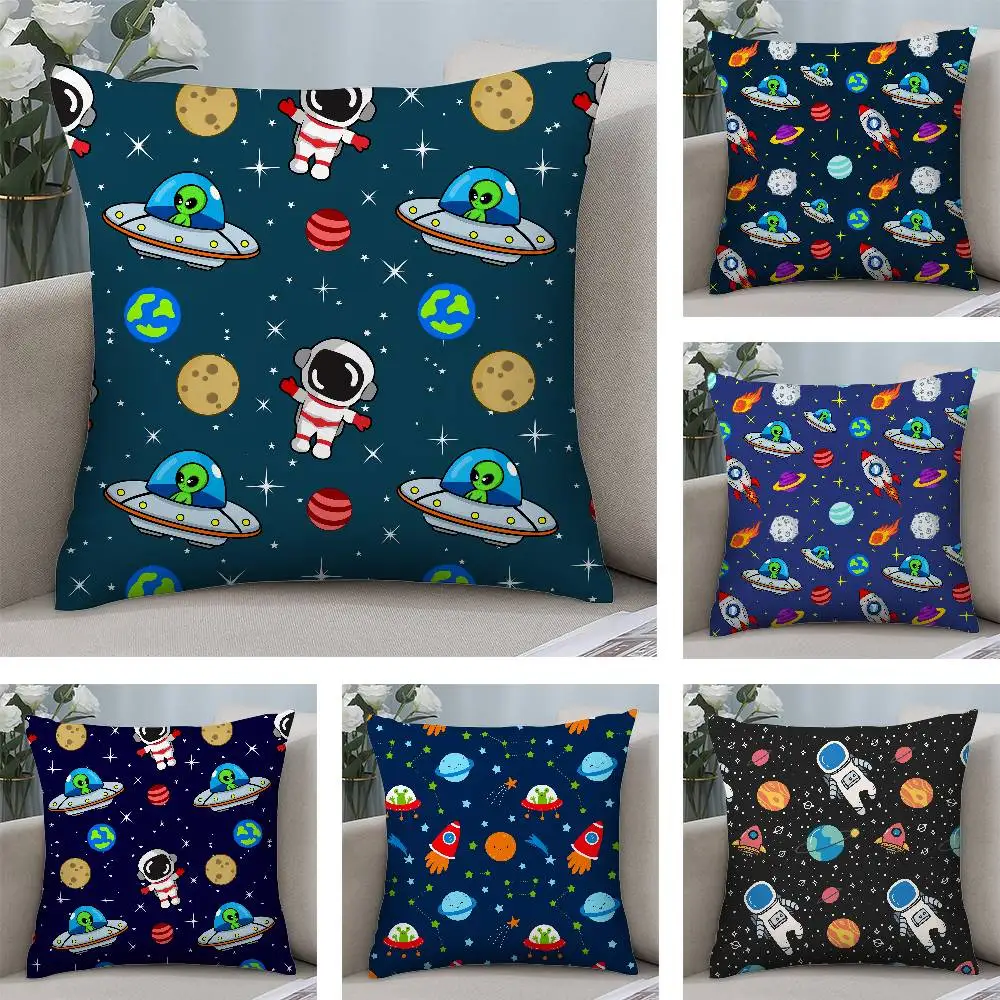 

Outer Space Cartoon Pillow Case Short plush Double-sided Print Square Throw Pillow Covers Sofa Home Cushion Decor