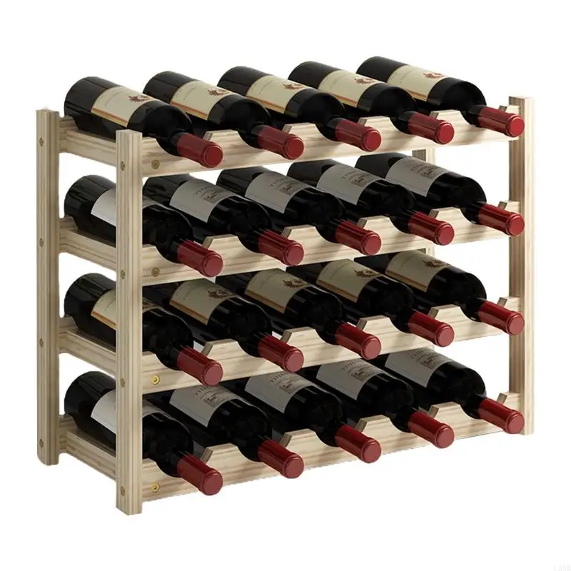 L9NB 2/3/4 Tiers Standing Wooden Wine Rack Organizers Home Bar Party Display Holders