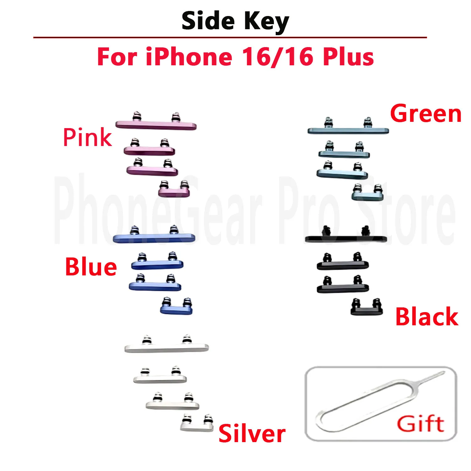 

Новый полный комплект для Apple iPhone 16 16 Plus, боковая клавиша, включение и выключение громкости, кнопки отключения звука, запасные части