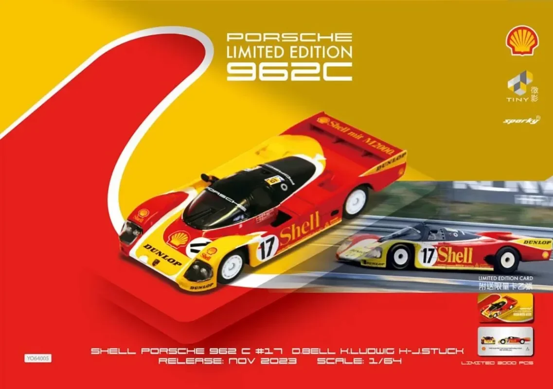 Sparky & Tiny 1/64 962C Le Mans Rally 1988 Legering Speelgoed Motorvoertuig Diecast Metaal Model Geschenken