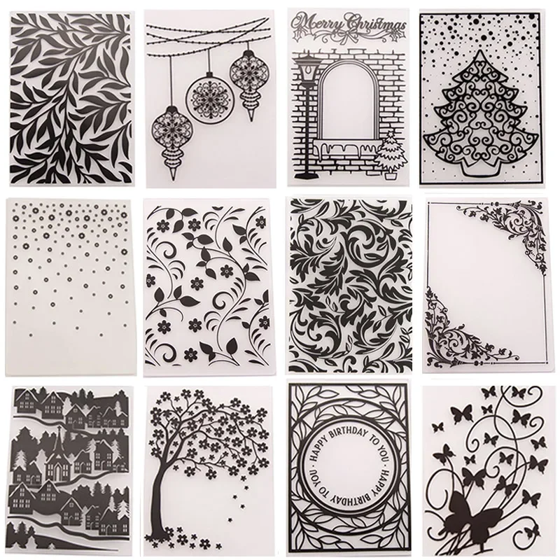 

2024 Plastic Embossing Folder Template for DIY Scrapbooking Craft Photo Album Card Holiday Handmade Decoration Supplies