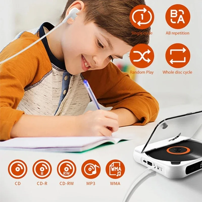 Portable Kecag KC-918 Classic BT CD Player Rechargeable Touch Screen Headphone Mini Music Walkman