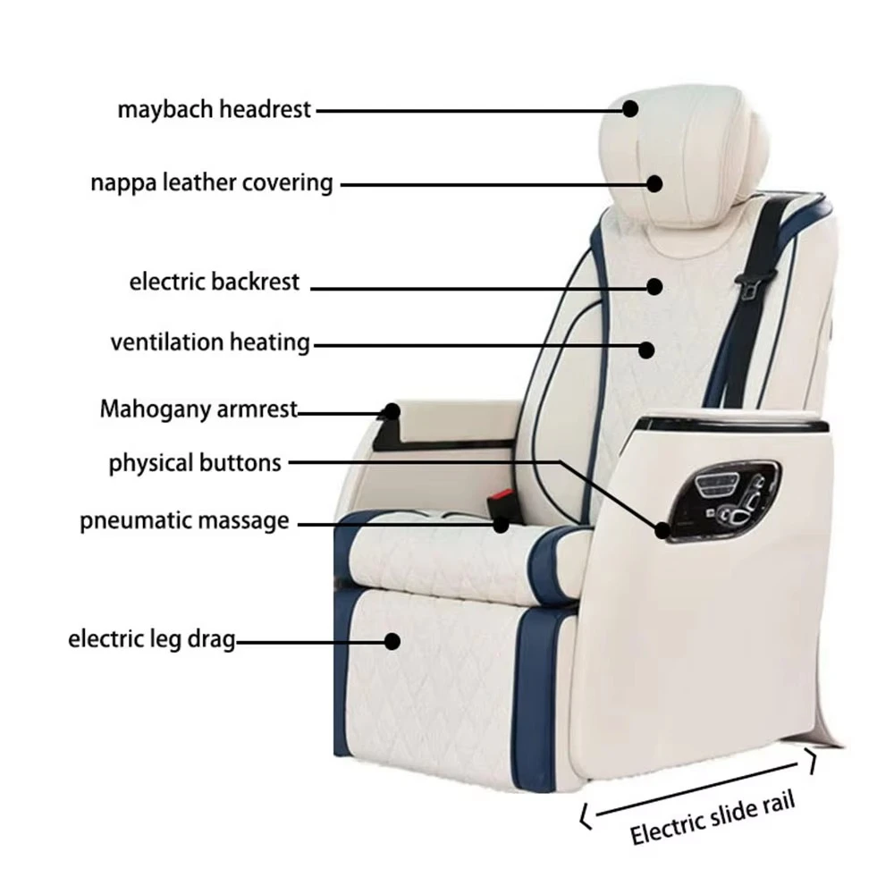 Vip Luxury Customized Vip Luxury Electric Massage Rotating Comfortable Reclining Leather Car Seat for VITO Toyota