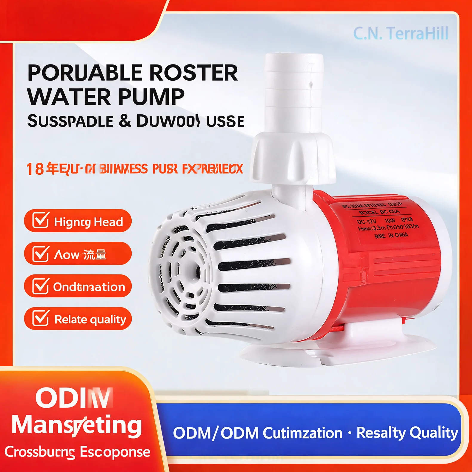 12V DC Brushless Submersible Water Pump Amphibious Quiet Energy Saving High Flow Multi Function for Aquarium Fish Tank