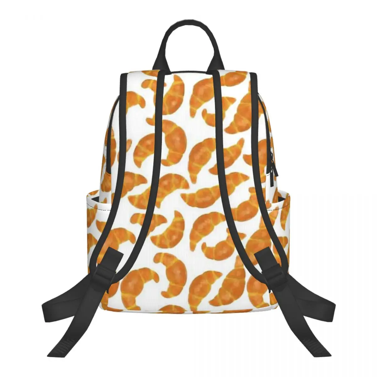 French Croissant Pattern Student Backpack School Bag Hiking Travel Daypack for Men Women Fashion Bookbag Shoulder Bags