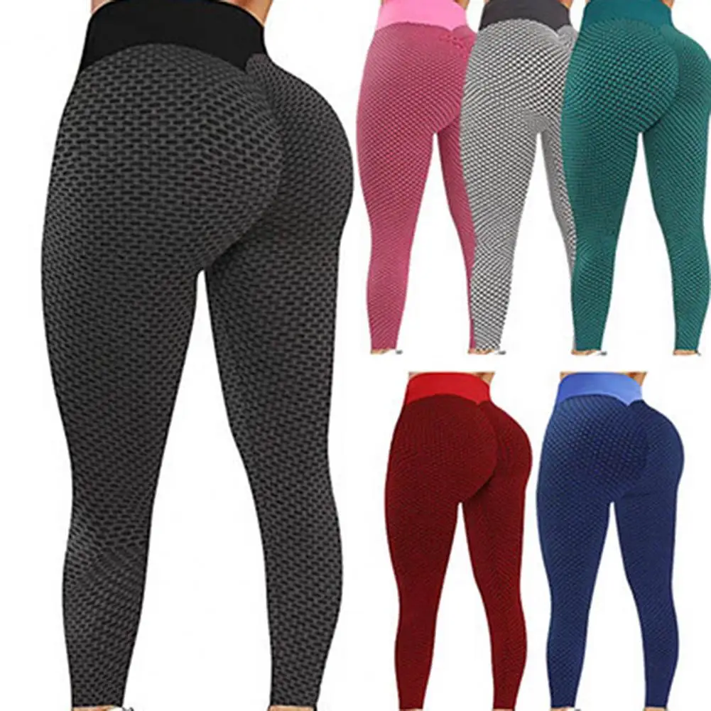 

Women Pants Honeycomb Hip Lift High Waist Stretchy Skinny Leggings Trousers Yoga Pants Skinny Pants Sexy Women Tights Trousers