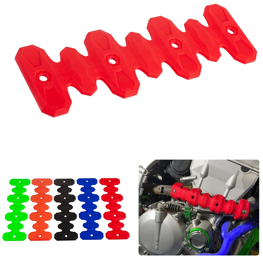 Short Elastomer Pipe Guard Flexible Exhaust Heat Shield Protector Universal for 4-stroke Motorcycle with 27mm-51mm Exhaust Pipe