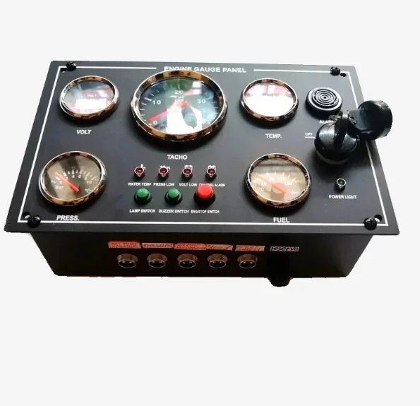 Marine Diesel Engine Instrument Panel, Complete Gauge Set with Wiring Harness & Supporting Sensors