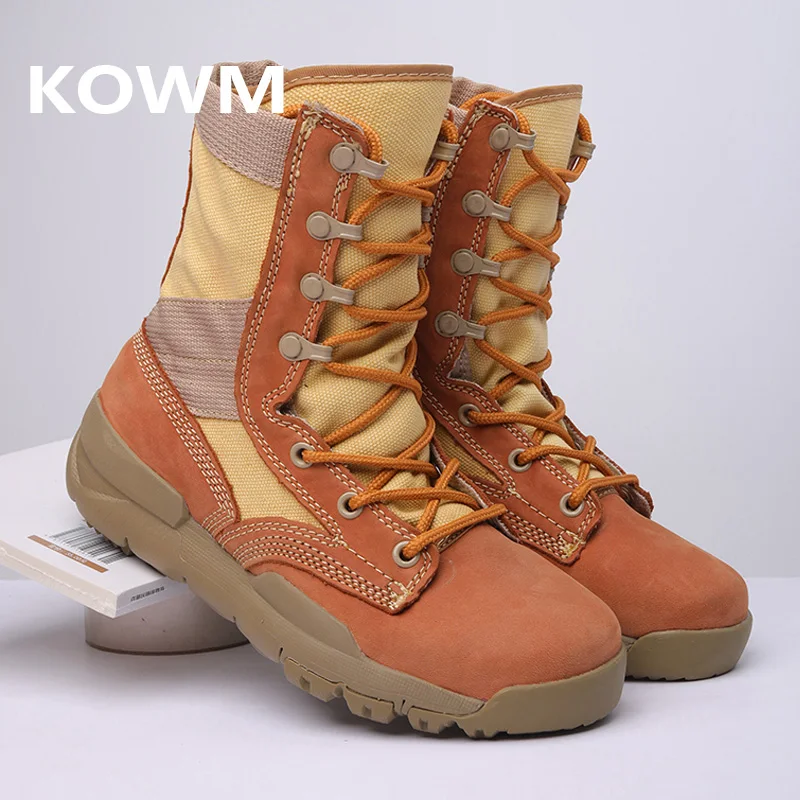 KOWM Botas tácticas impermeables piel de vaca para hombre - imagen 4