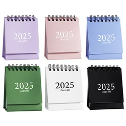 2025 Good Life Desk Calendar Morandi Calendar with Stickers Kawaii Coil Calendar Book Annual Daily To Do List Time Manegement