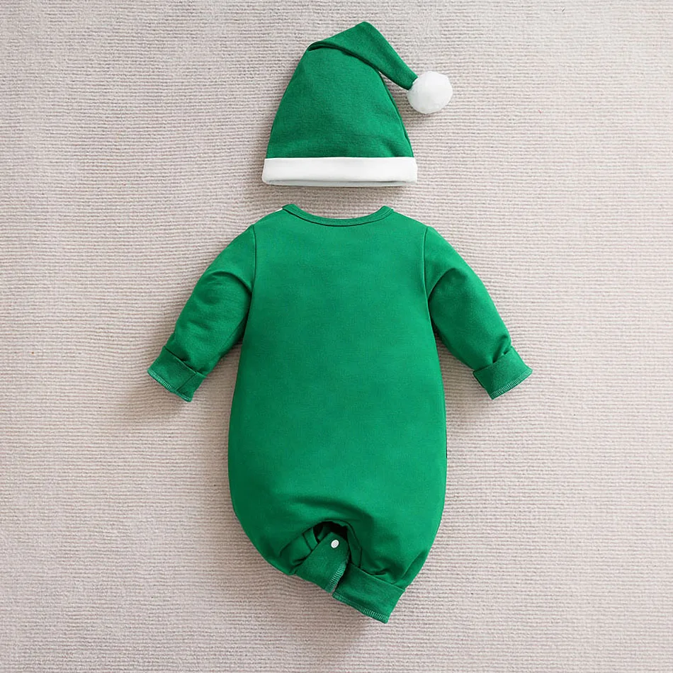 Baby Romper with Hat Newborn Xmas Costume Infant Christmas Outfit Boys Girls Santa Claus One-Piece Reindeer Jumpsuit 0-18 Months