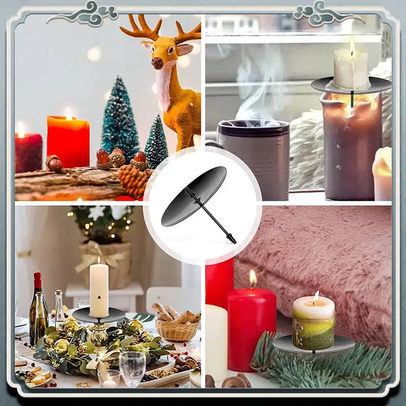 Tempat Lilin AC76-Wreath, Tempat Lilin Advent 8 Cm, Tempat Lilin Logam, Piring Lilin Natal Dengan Penyangga 40Pcs Hitam