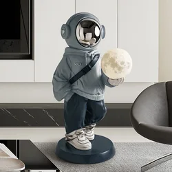 Home Decoration Large Astronaut Resin Statue Floor Decoration Ornament Living Room Moon Sensor Lamp Creative Housewarming Gift