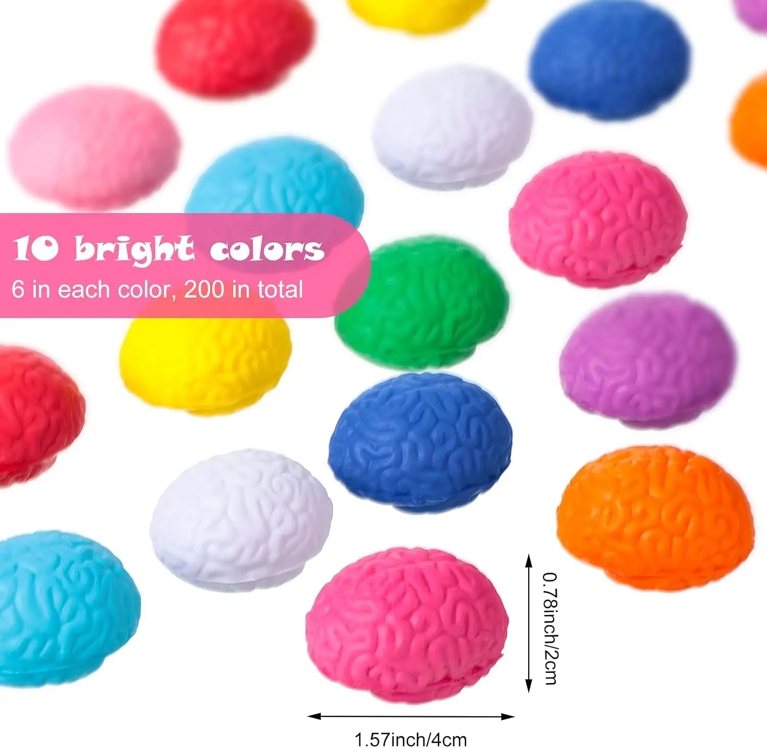 200 Pcs Brain Stress Ball Bulk Halloween Mini Brain Squeeze Toys