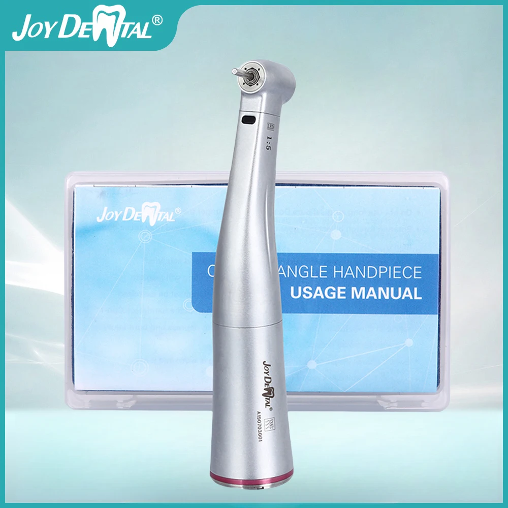 

JOY DENTAL Dental 1:5 Fiber Optic increase Contra Angle Handpiece Internal Four Way Spray Push Button for E-type Electric Motor