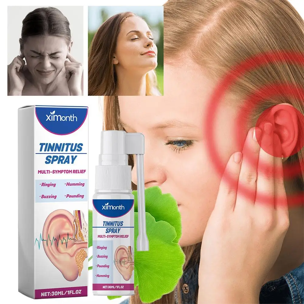 30ml Tinnitus Spray Ear ring Relief alleviare la cura dell'udito dell'orecchio pulizia delle orecchie soluzione gocce disagio orecchio duro alleviare W6N6