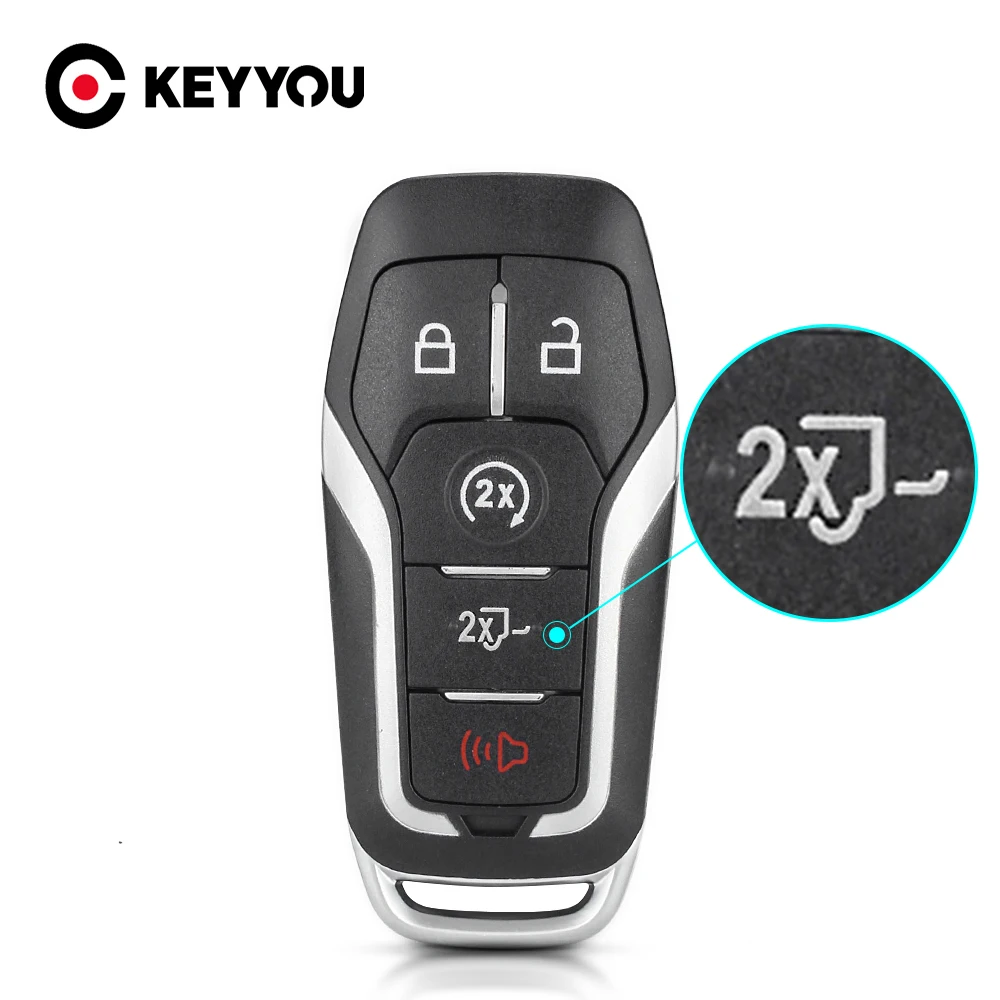 KEYYOU 4/5 Buttons Smart Car Remote Key Case For Ford Edge Mondeo Mustang F-150 Explorer Filp Car Key Blank Shell 2015-2017