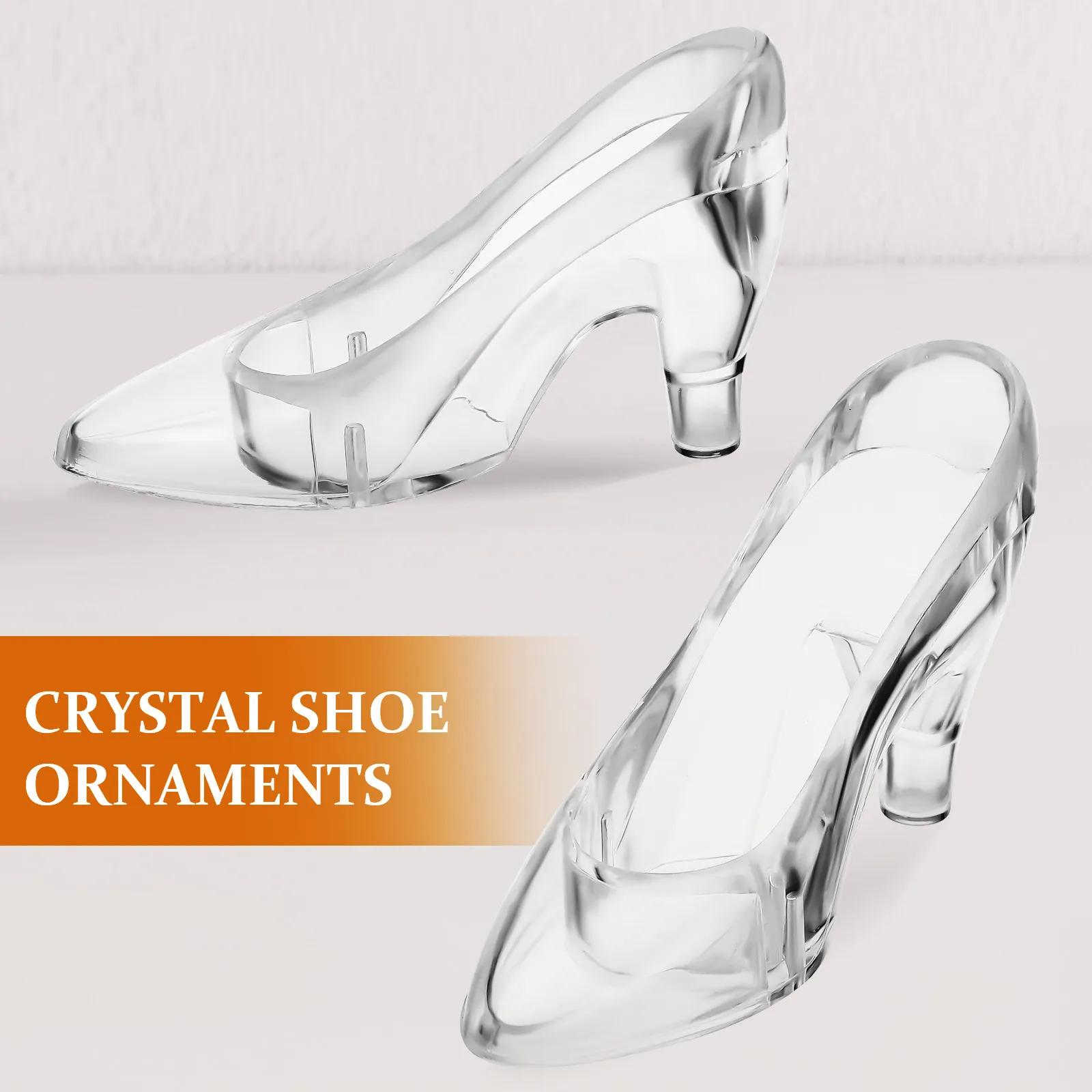 

12Pcs Crystal Shoes Decor Clear High Heels Ornament Eye Catching Sparkle Finish Sturdy Desktop Accent for Office Home Decor