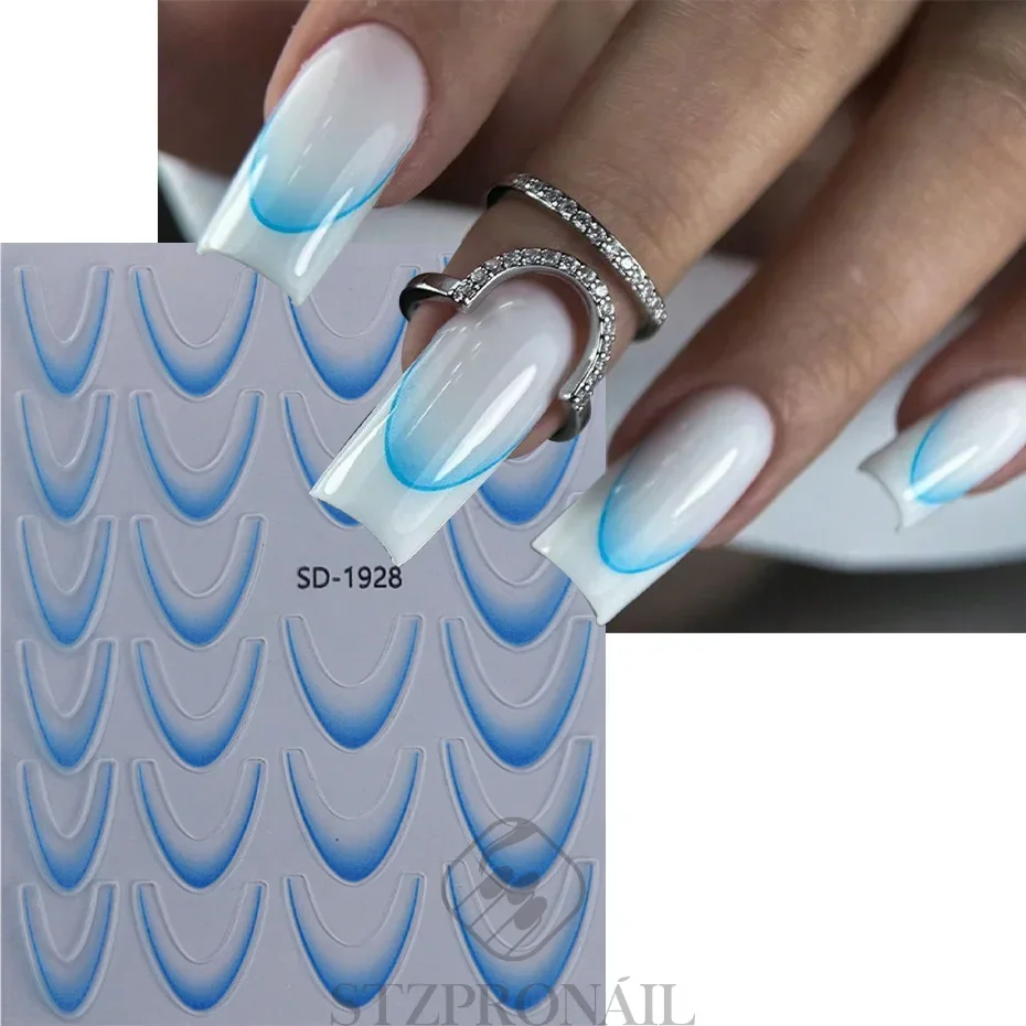 Autocollants 3D pour Ongles avec Lignes Françaises Dégradées Colorées, Décalcomanies Simples, Décoration Artistique de Manucure, Accessoires pour Salon de miles