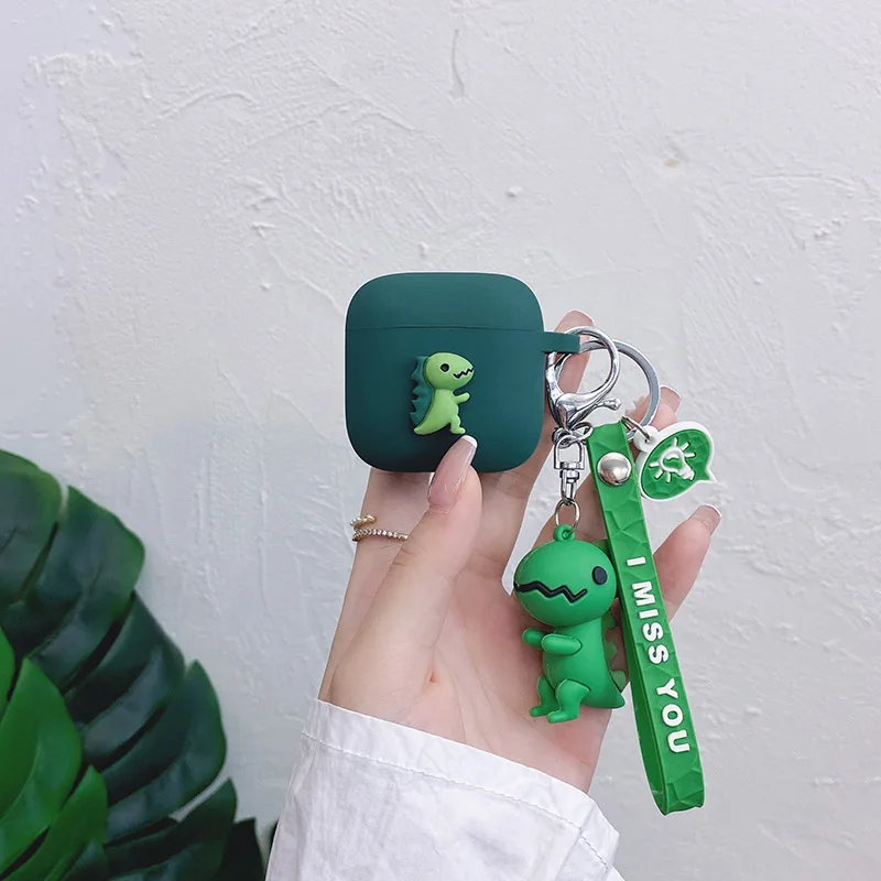 لالأصلي YX06 TWS حافظة كرتون للأذن مضحك ديناصور سيليكون حماية غطاء صندوق الهاتف مع ملحقات المفاتيح