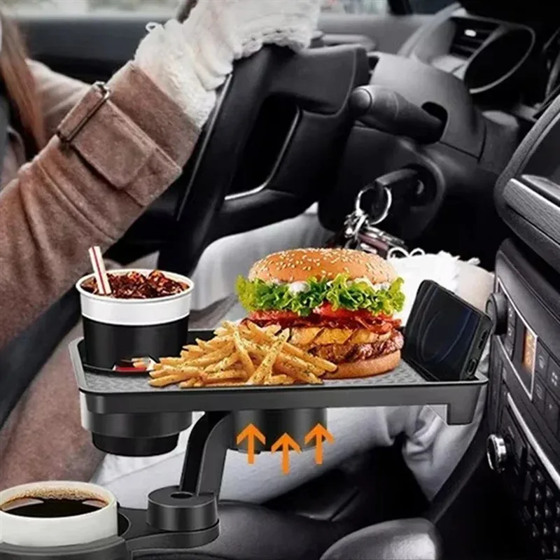 High Quality Universal Car Cup Holder Tray - 360 °   Rotating Adjustable Dual Cup Organizer image 4