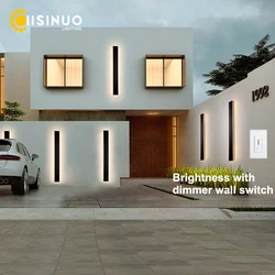 Candelabro de pared largo para exteriores, iluminación de porche, interruptor de pared brillo con atenuador, lámpara de jardín negra 85 265v para decoración de garaje y patio