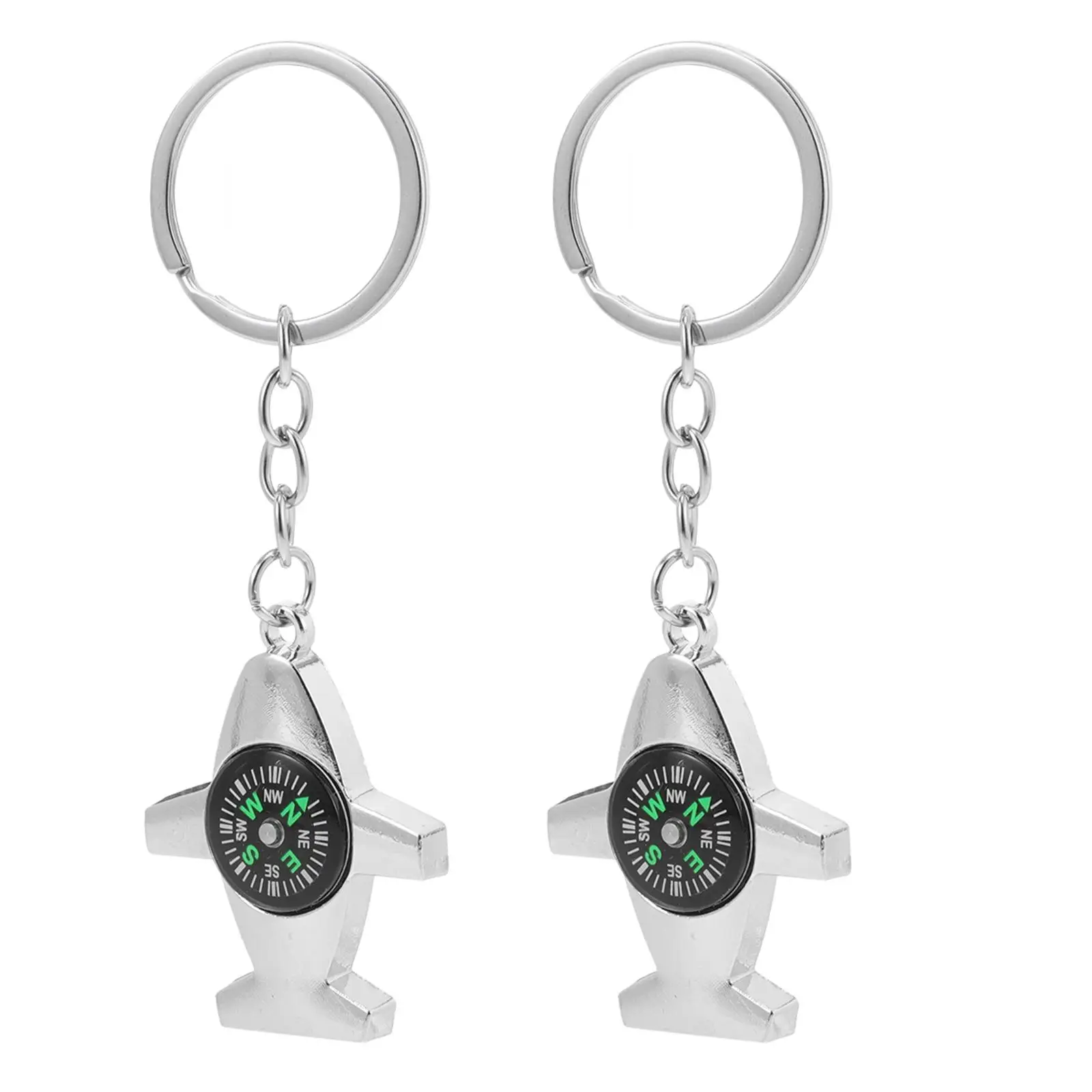 

2 Pcs Compass Keychain Kids Mini Airplane Model Zinc Alloy Aircraft Engine Pendant for