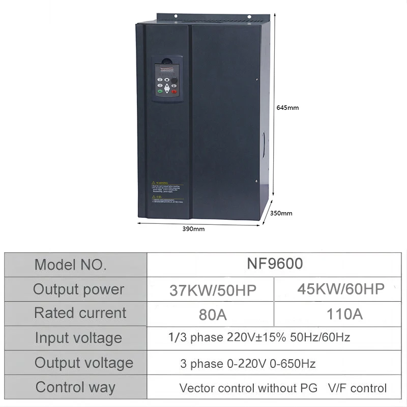 Frequency inverter single phase 220V converter to three phase 220V 11/15/18.5/22/30/37/45KW AC power transformer for motor VFD