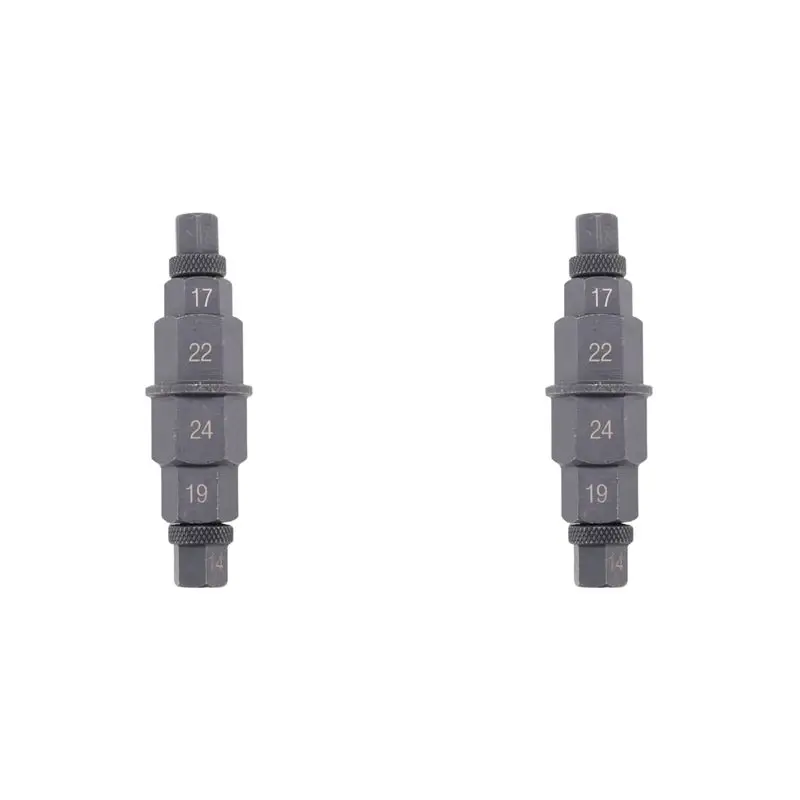 AC88-2X Hex Axle Tool For Motorcycle Front Axle Wheel 12 14 17 19 22 24Mm 6 In 1 Spindle Socket Adapter Tool 3/8 Inch