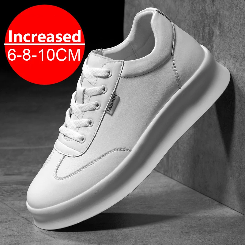 New White Men Casual Sneakers Outdoor Platform Runing Shoes Breathable Men Sport Shoes Light Walking Shoes 10cm Increasing Shoes