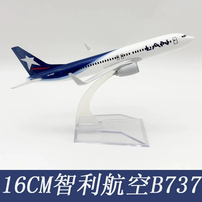 16cm 1/400 Scale Aircraft Chile LAN B737 Diecast Metal Airplane Model Kit With Stand for Collection Display Home Collection