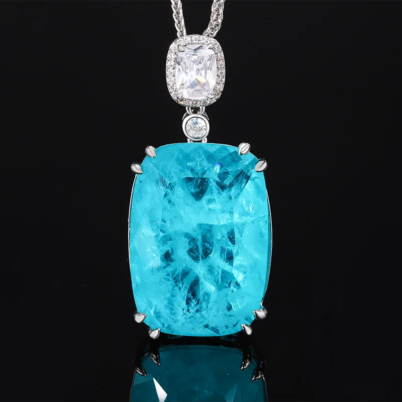 Jewelry Gold Plated Fashion Emerald Square Pendant Necklace 20*28