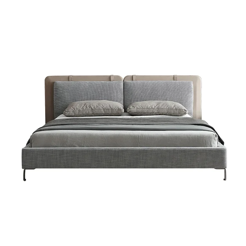 

Italian minimalist leather bed light luxury master bedroom soft bag bed meters modern simple bedroom