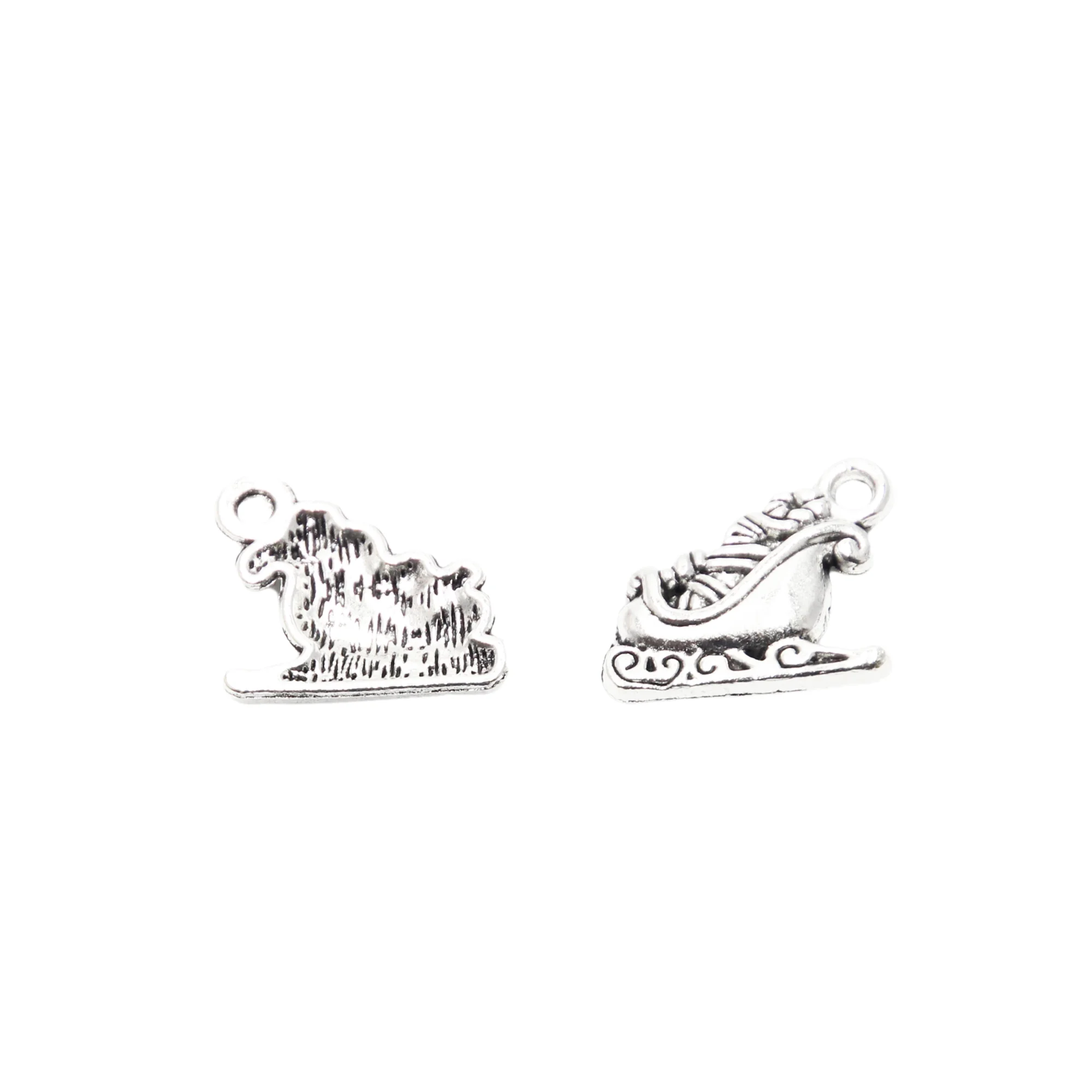 25pcs Santa Sleigh Charms Antique Tibetan Silver Tone Zinc Alloy 19*17mm