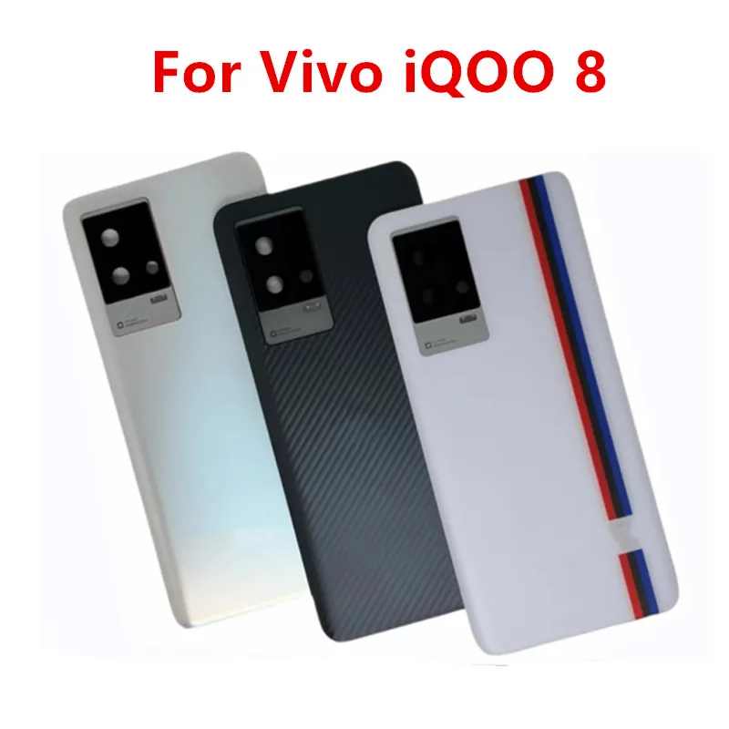 

Корпус iQOO8 для Vivo iQOO 8, задняя крышка аккумулятора, ремонт, замена задней крышки дверного телефона + объектив камеры