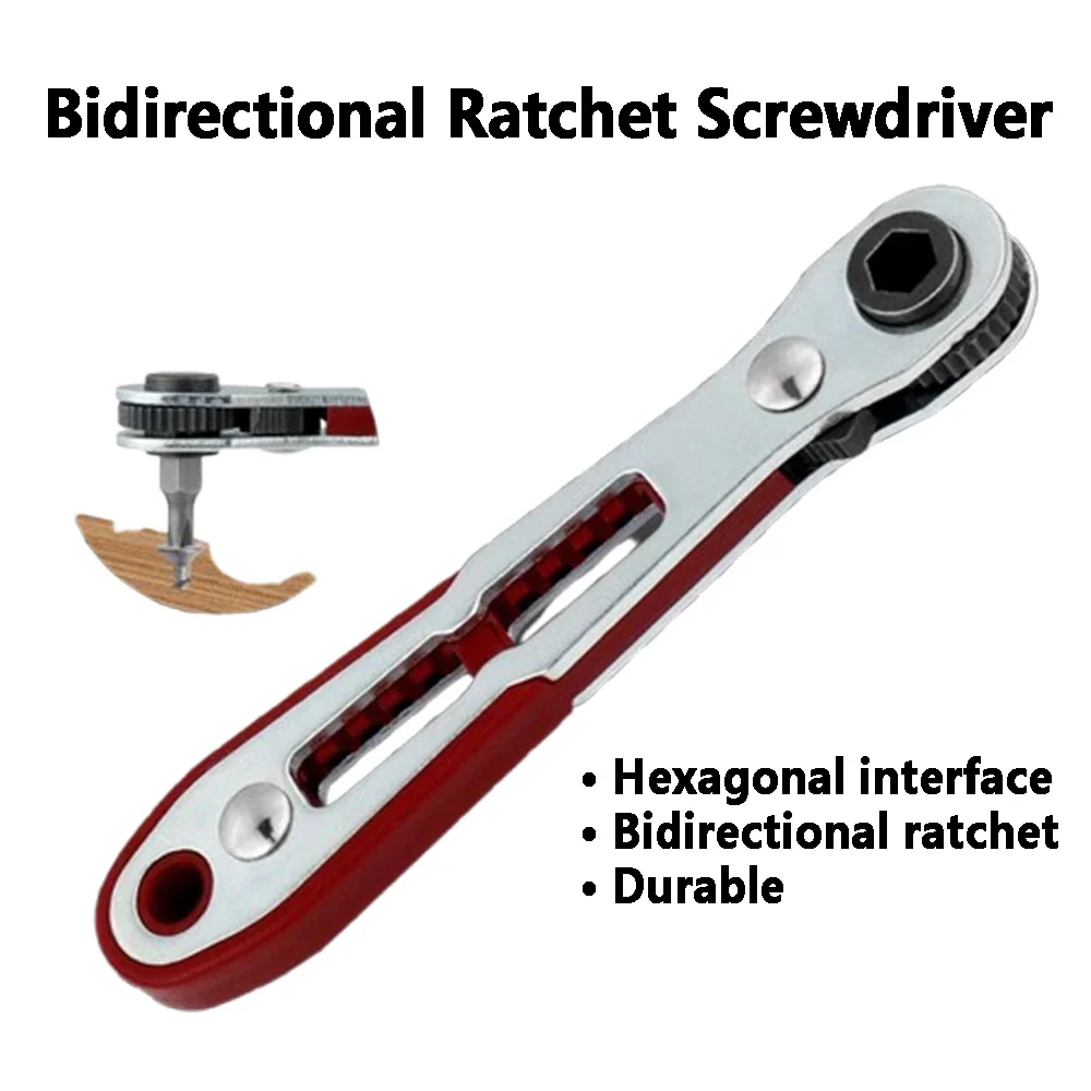 1Piece Mini Bidirectional Ratchet Wrench Screwdriver 1/4 Bit Angled Adapter Drive Socket Hex Bit Dual-Drive Head Ratchet Wrench