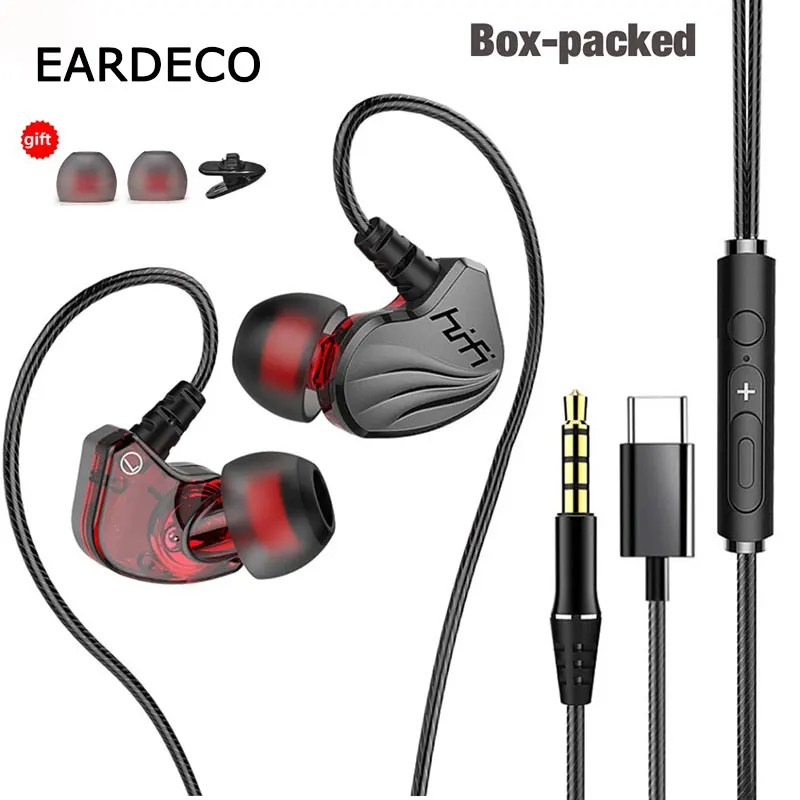 

EARDECO Hifi 3.5mm Wired Headphones with Mic Wired Earphone In Ear Earbuds Bass Sport Headphone Headset with Wire Phone Earphone