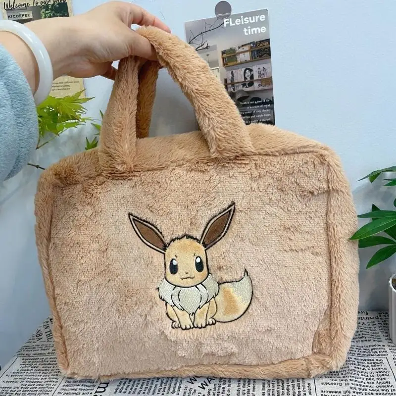 Japanese Anime Pokemon Eevee Cartoon Plush 14 Inch Notebook Computer Handbag Large Capacity Commuter Backpack Birthday Gift