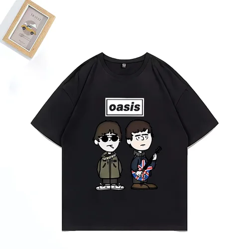 Imagen 2 del producto Camiseta punk de la banda de Rock británica O-Oasis Live 25, ropa informal estilo Hip Hop vintage con dibujos animados para hombre y mujer, camiseta de manga corta 100% algodón