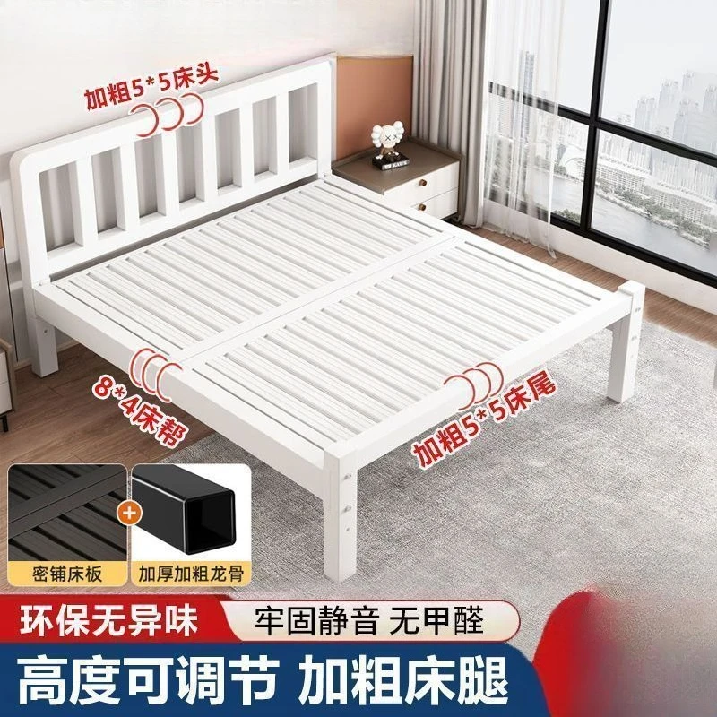 Iron frame bed, extra thick and thickened, assembled wrought iron bed, skeleton bedroom light luxury and simple