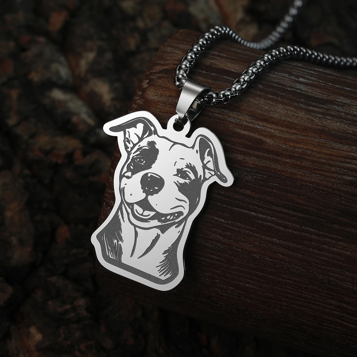 CHENGXUN Amstaff Cute Pendant Necklace Stainless Steel Animal Necklaces for Women Men Birthday Party Gift