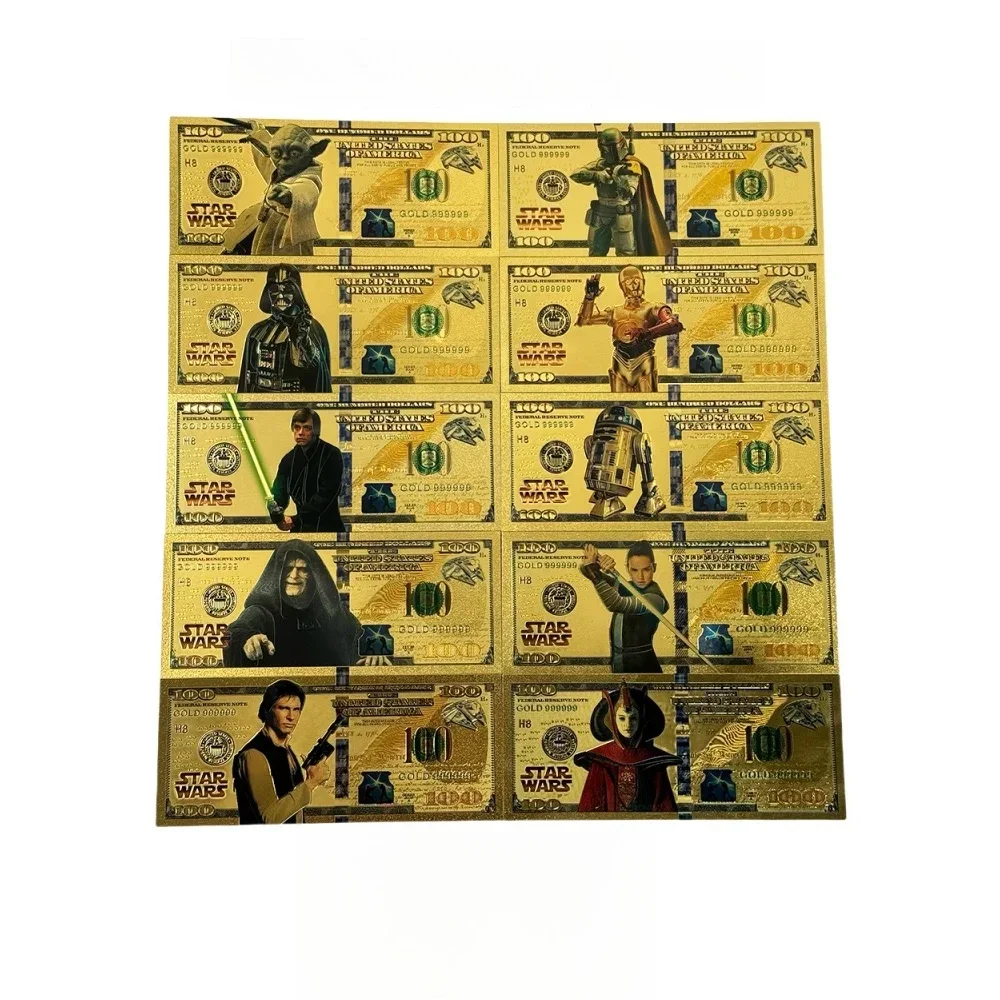 55 تصميمًا أمريكيًا لعبة نجمة الفيلم الكلاسيكي أنيمي فيلم الأوراق النقدية الذهبية بطاقات ذهبية مجموعة هدايا عيد ميلاد تذكارية للأطفال