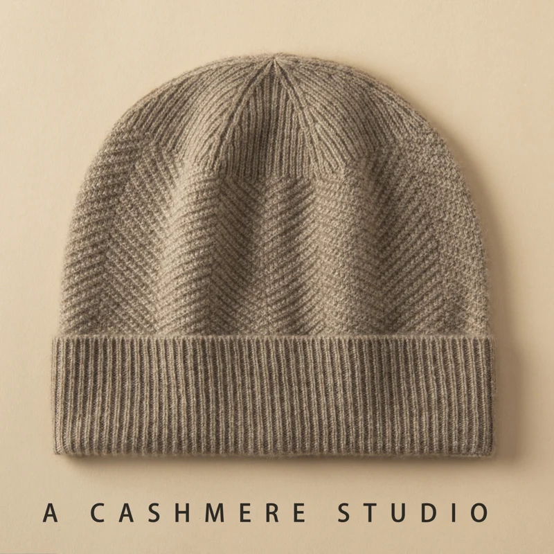 Real Cashmere Beanie Unisex High-quality Knitted Casual Cap Winter Solid Color A Cashmere Casual Cap For Men and Women