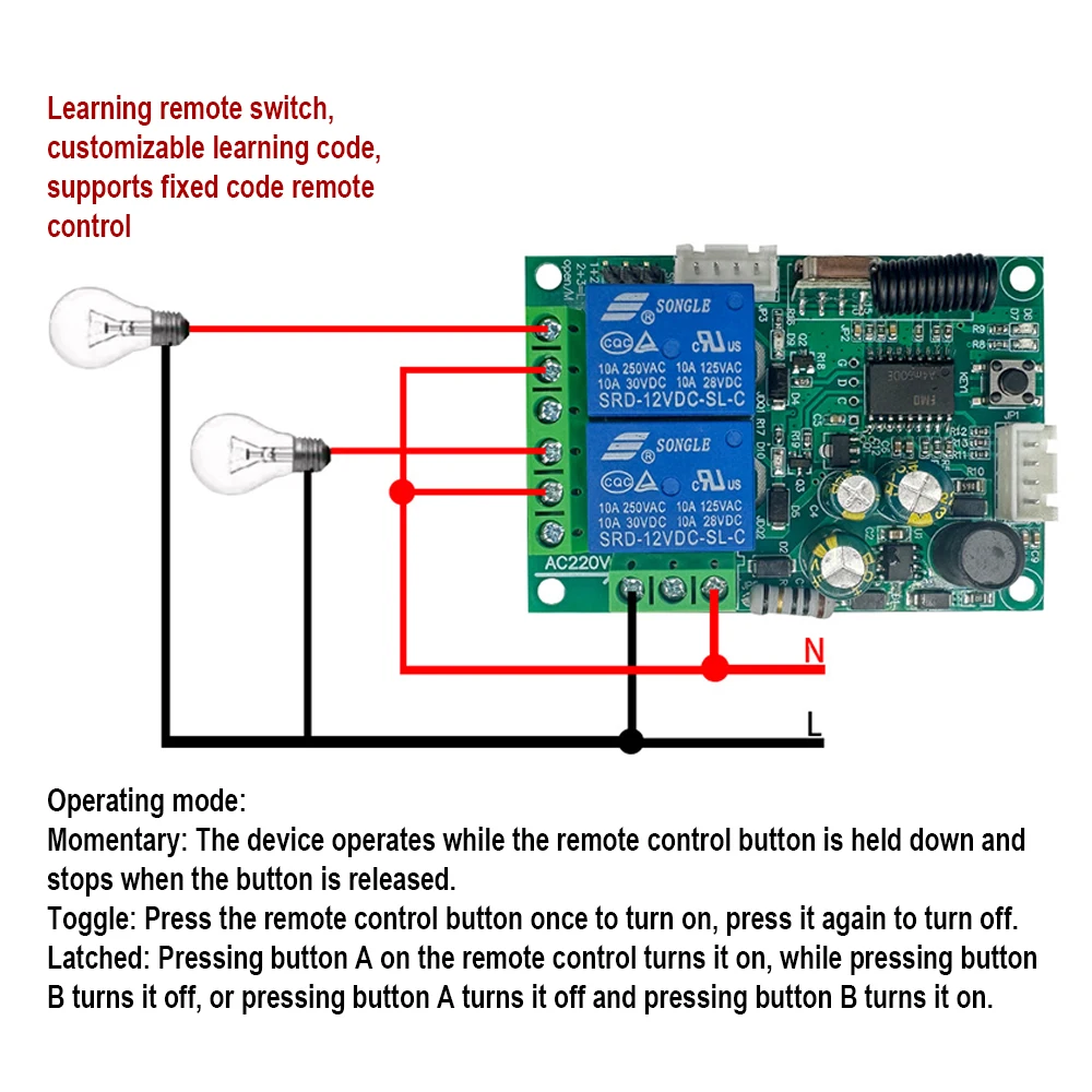 433 Mhz Wireless Remote Control AC 85-256V 220V 2CH With Limit Switch Universal Rf Relay Receiver + Transmitter For Garage door
