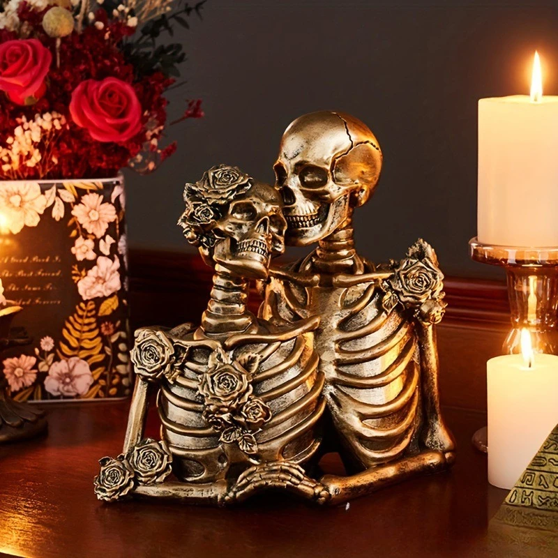 Creative and Romantic Skull Resin Decorative Ornaments Home Atmosphere Decorations Handicrafts Halloween Gifts